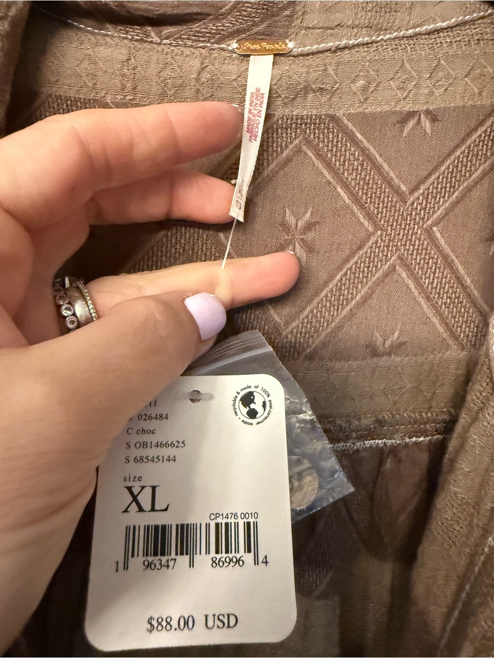 Free People Brown Striped Button-Down Tie-Front Shirt - Picture 5 of 6